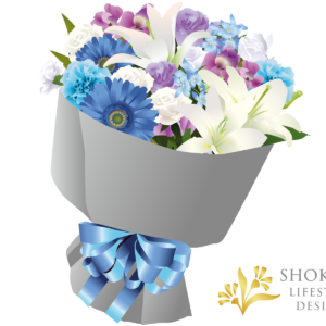 【花束】ラウンドおまかせWhiteBlue10000-1