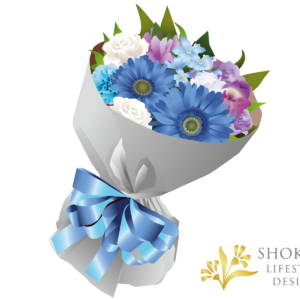 【花束】ラウンドおまかせWhiteBlue3000-1