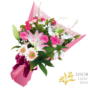 【花束】ワンサイドおまかせPinkWhite10000-1