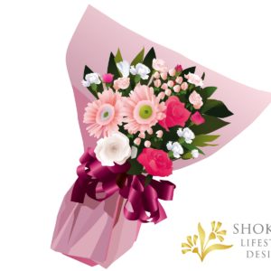 【花束】ワンサイドおまかせPinkWhite3000-1