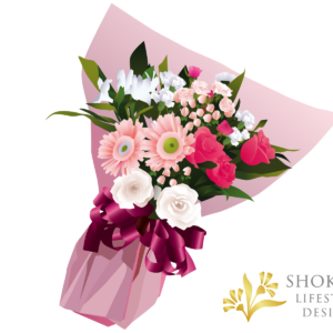【花束】ワンサイドおまかせPinkWhite4000-1