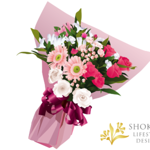 【花束】ワンサイドおまかせPinkWhite5000-1