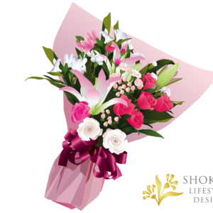 【花束】ワンサイドおまかせPinkWhite8000-1