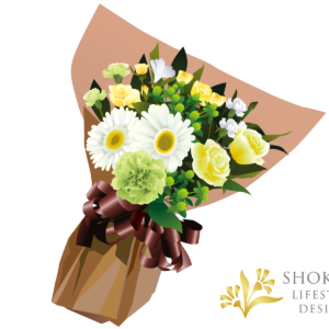 【花束】ワンサイドおまかせWhiteGreen3000-1