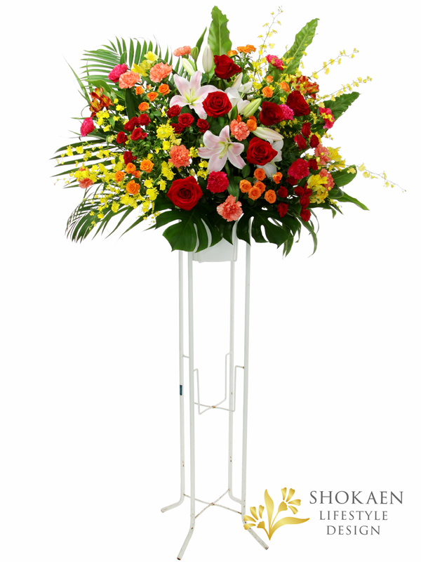 EC03070-3【花キューピット依頼スタンド花0003】カラフルミックス系１段