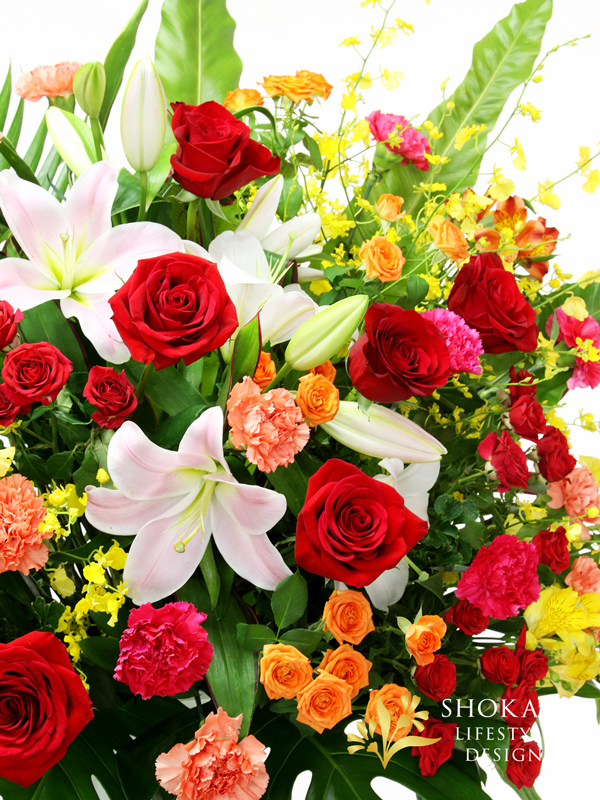 EC03070-4【花キューピット依頼スタンド花0003】カラフルミックス系１段