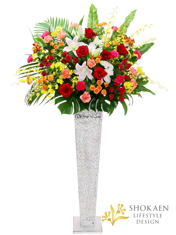 【スタンド花0064】御祝いスタンド花（アイアン型）1段（Mix）