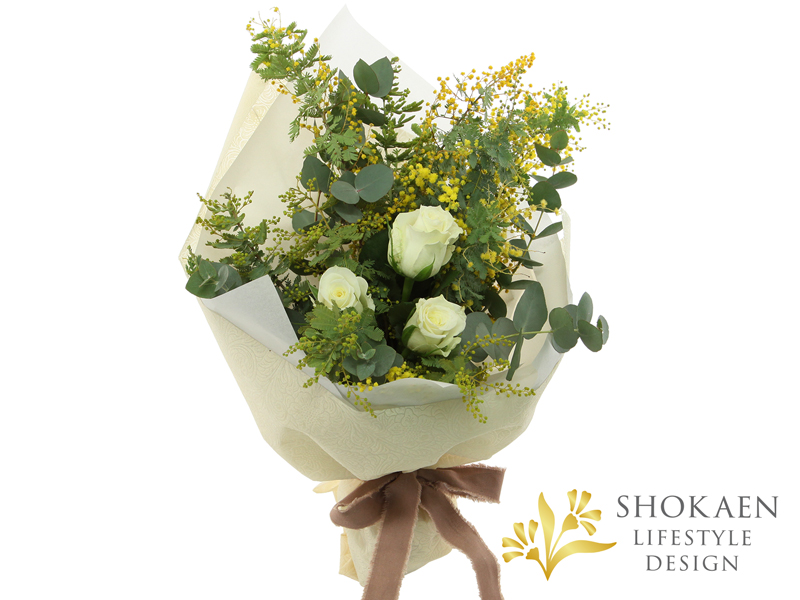 【花束0153】ミモザ・ブラン(W)ー 春の光と静けさー-2