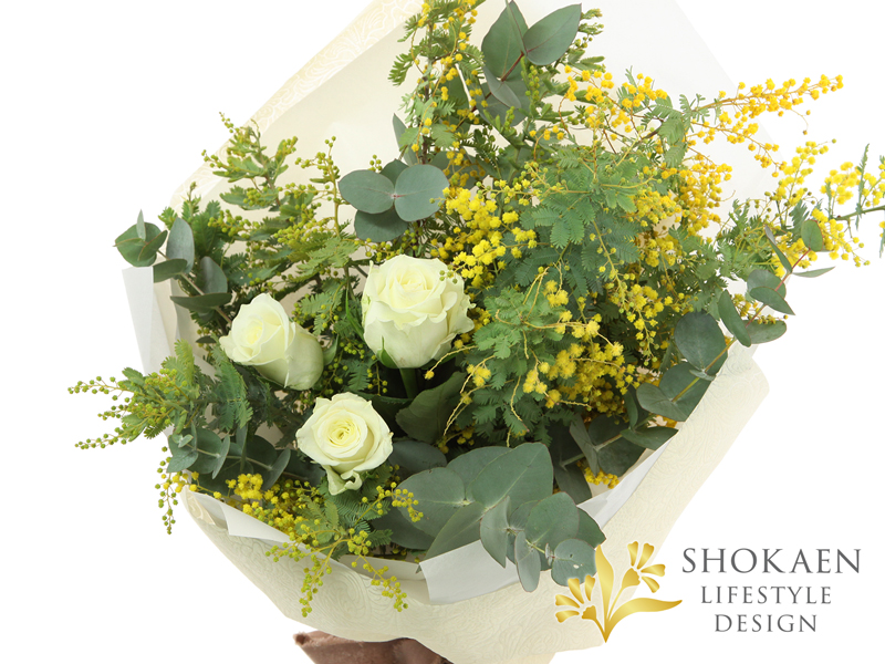 【花束0153】ミモザ・ブラン(W)ー 春の光と静けさー-3