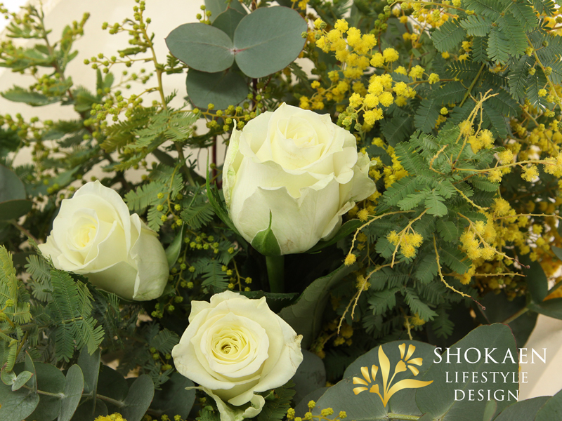 【花束0153】ミモザ・ブラン(W)ー 春の光と静けさー-4