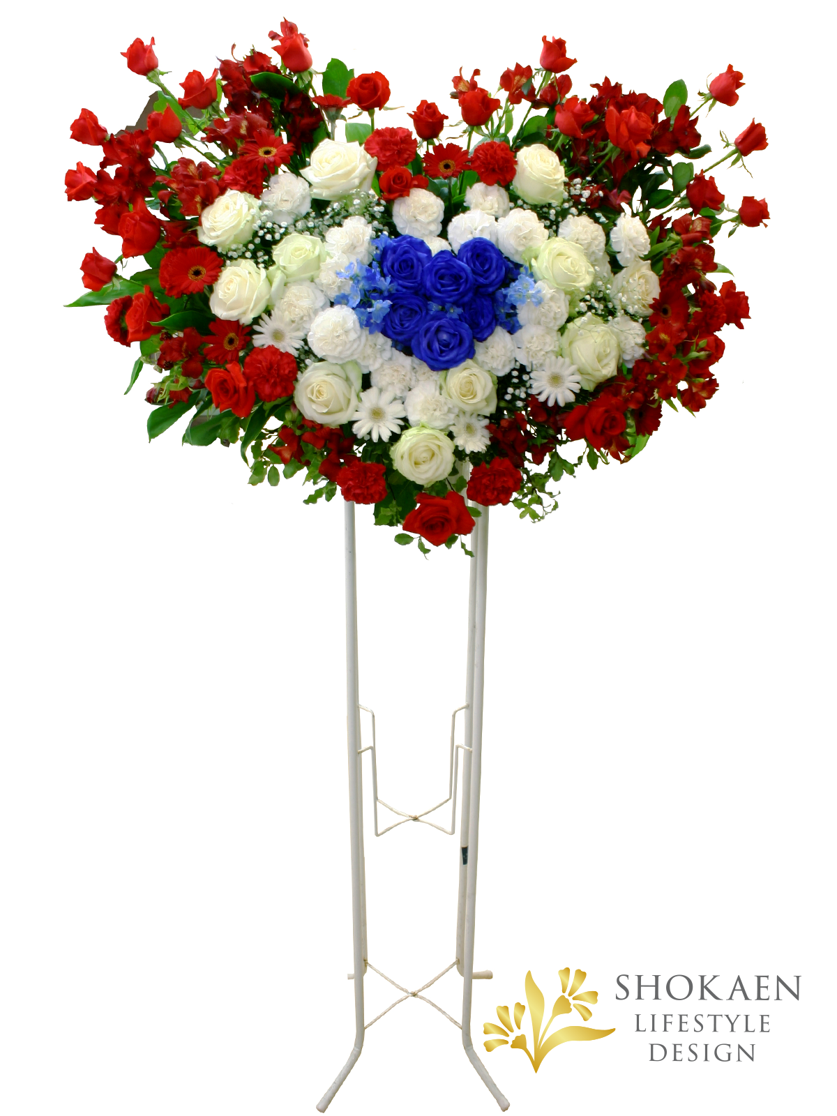 スタンド花0008 ハートスタンド花1段 R W B 石川県金沢市の花屋 正花園